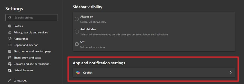 Microsoft Edge에서 Copilot 비활성화