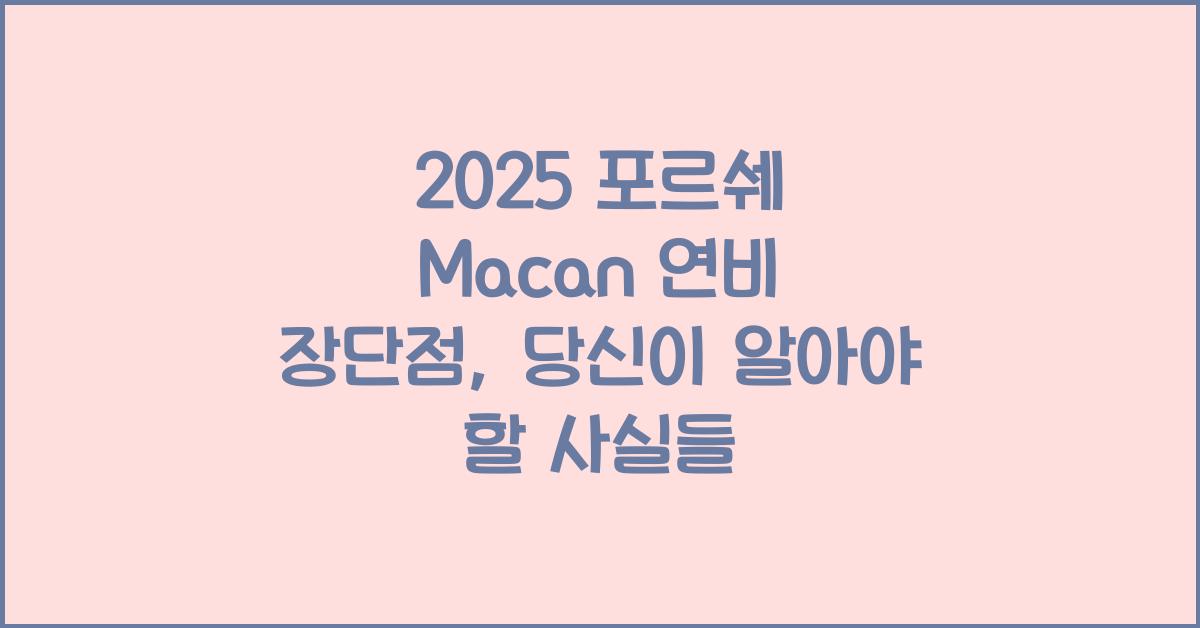 2025 포르쉐 Macan 연비 장단점