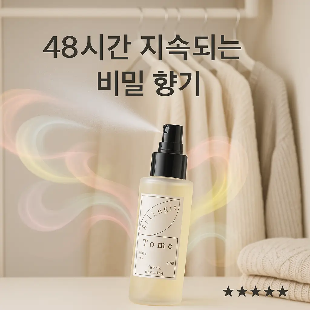 48시간 지속되는 비밀향기 린지트 섬유향수 Tome 120mL 우디향 머스크향 드레스퍼퓸 옷냄새 섬유탈취제