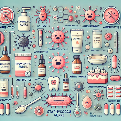 An illustration showing various treatments for Staphylococcus aureus infections