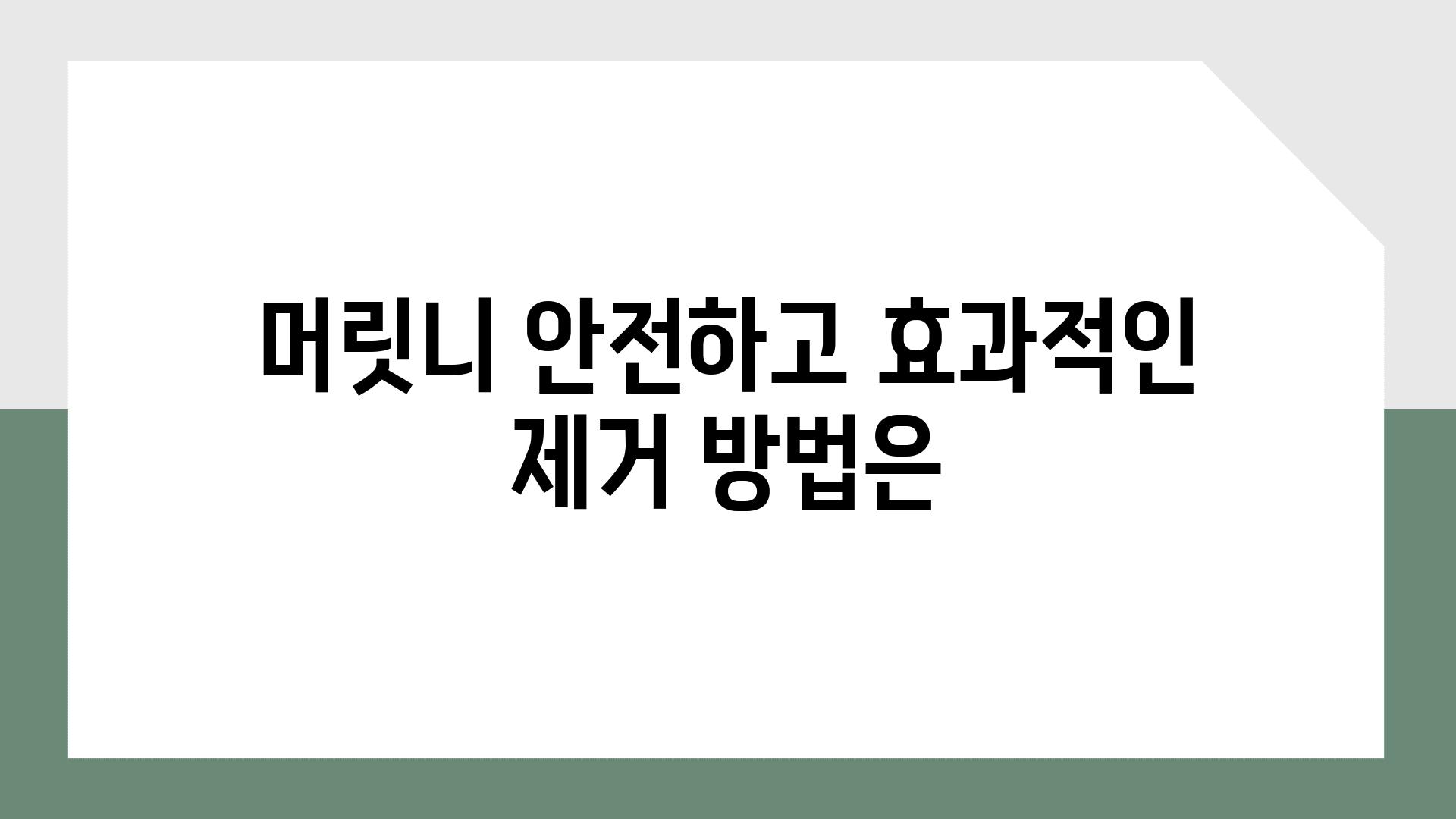 머릿니 안전하고 효과적인 제거 방법은