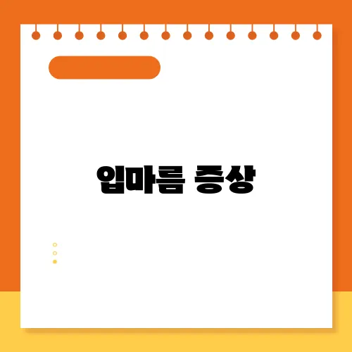 입마름 증상, 원인과 해결 방법 정리