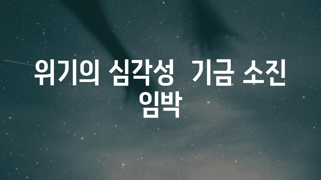 위기의 심각성 | 기금 소진 임박