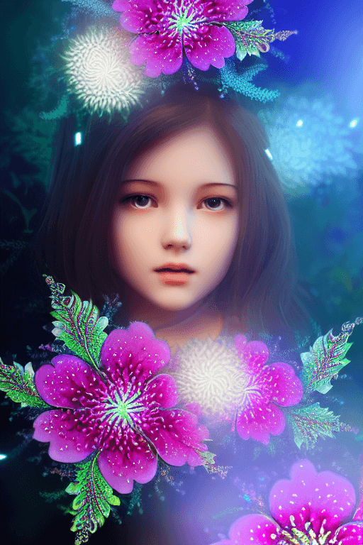 Playground AI로 생성한 그림(3) - 꽃 장식을 한 소녀
