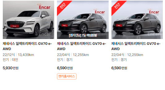 일렉트리파이드 GV70(전기)(22년 ~ 현재) 중고차 가격