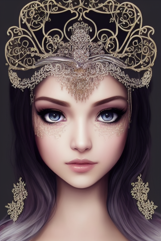 Portrait image of a young princess with Ethereal Low poly filter applied