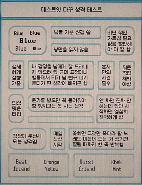 테스트잇 다꾸 성격테스트 INFP Blue 블루