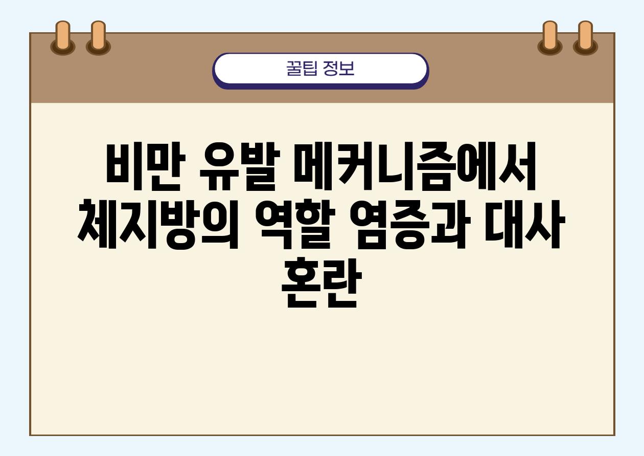 비만 유발 메커니즘에서 체지방의 역할 염증과 대사 혼란