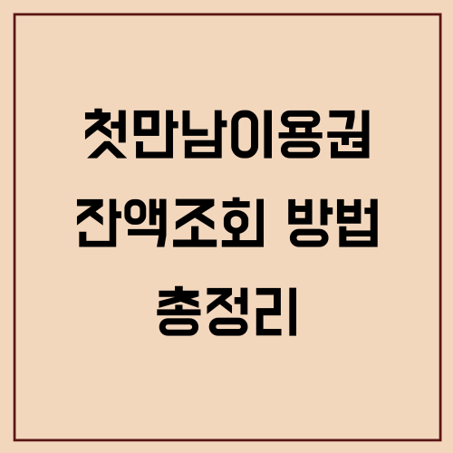 첫만남이용권 잔액조회 방법 총정리