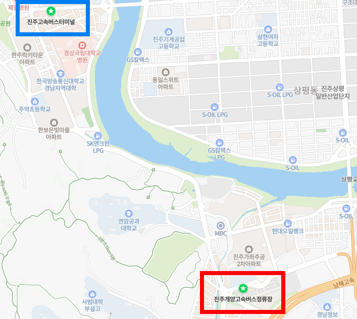 진주고속버스터미널 위치-지도