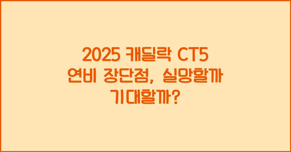 2025 캐딜락 CT5 연비 장단점