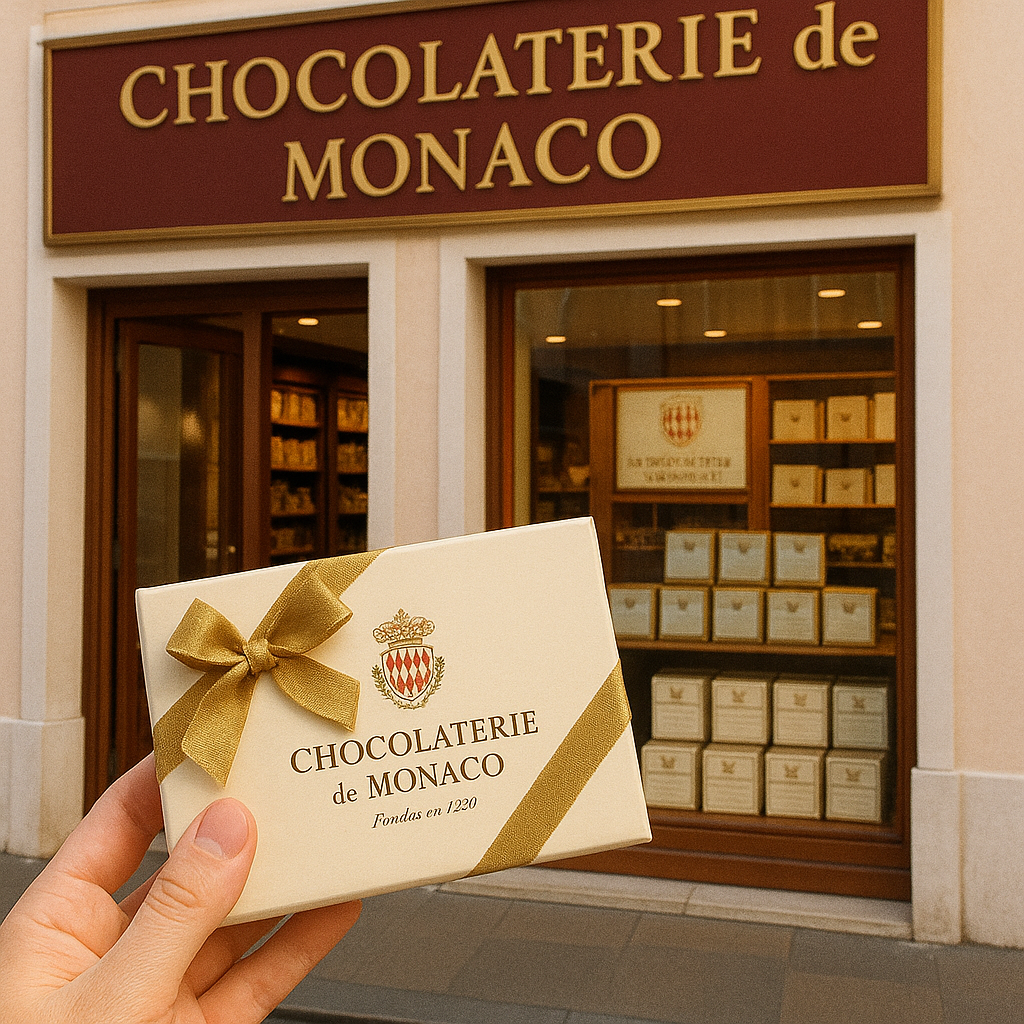 고급 패키지 초콜릿 세트 + ‘Chocolaterie de Monaco’ 외관+진열대