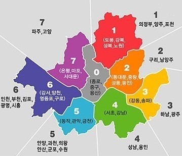 서울시 버스 권역 구분도