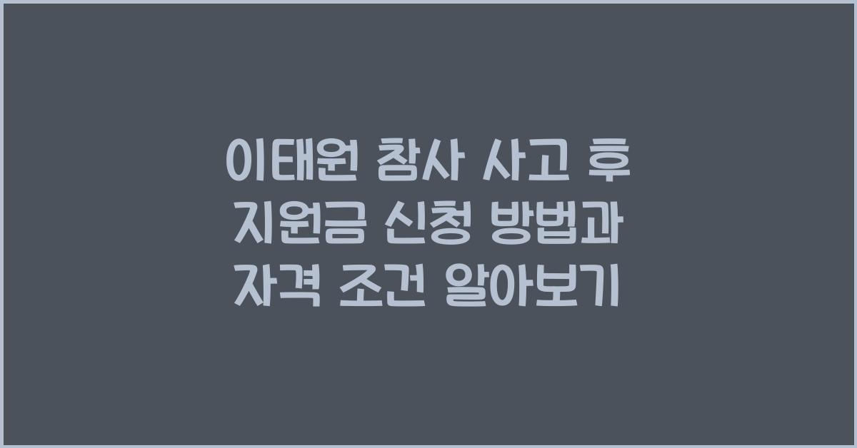 이태원 참사 사고 후 지원금 신청