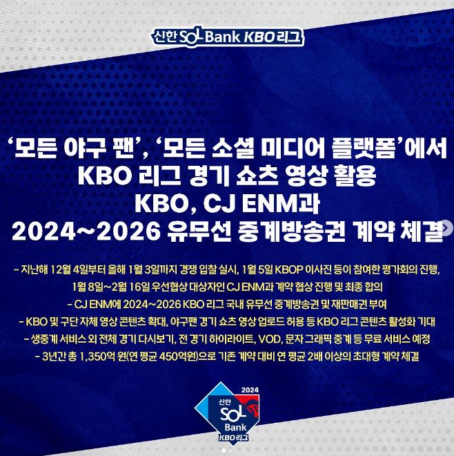 2024 프로야구 개막일정 시범경기일정 중계유료화 티빙이벤트