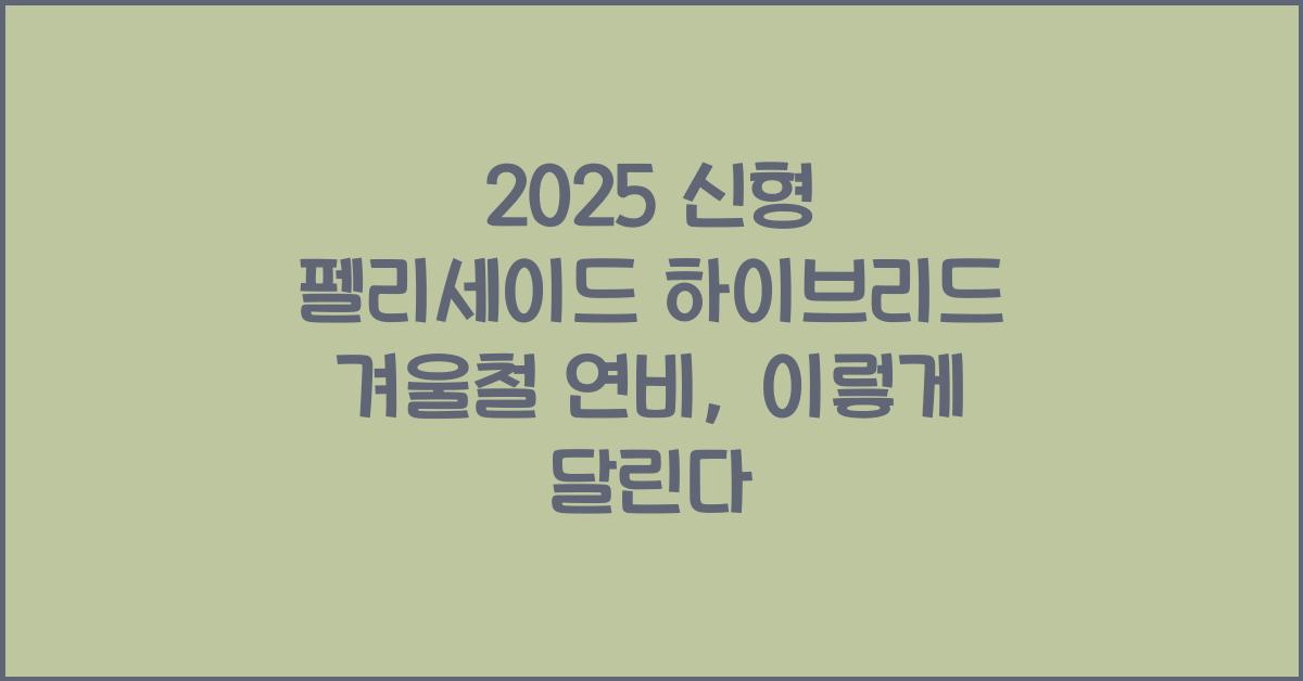 2025 신형 펠리세이드 하이브리드 겨울철 연비