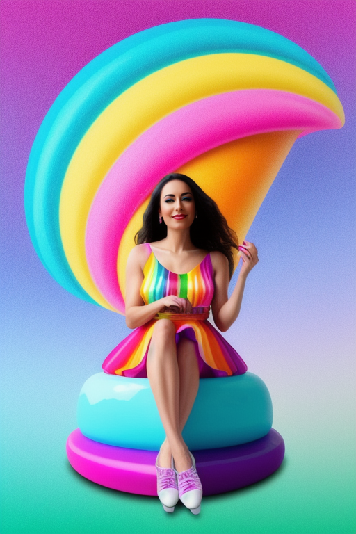 SD 생성이미지: A woman sitting on a giant ice cream - ADetailer 적용