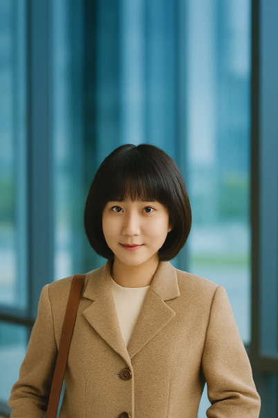 드라마 이상한 변호사 우영우 주인공 우영우 역을 맡은 배우가 베이지색 코트를 입고 밝은 유리창 앞에 서 있는 모습