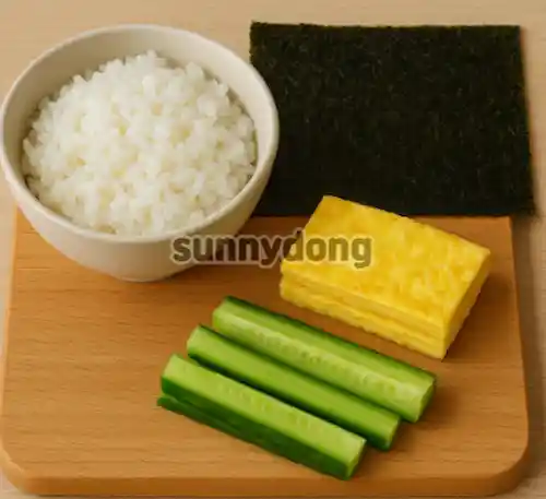 달걀 오이 김밥 준비 이미지