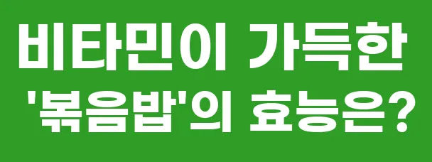 비타민이 가득한 '볶음밥'의 효능은?