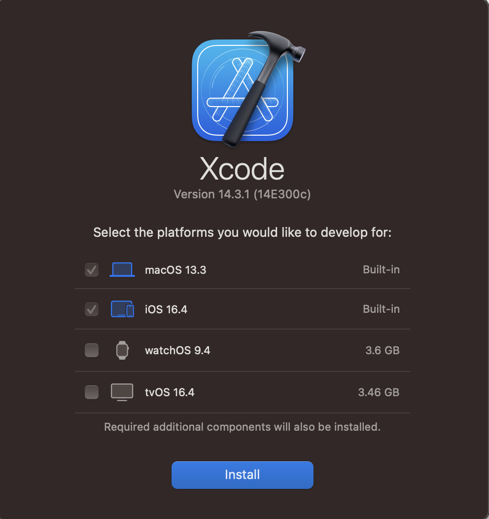 xcode 설치 끝
