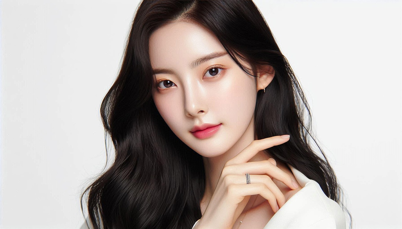 스킨케어로 얼굴이 깔끔한 여자모습