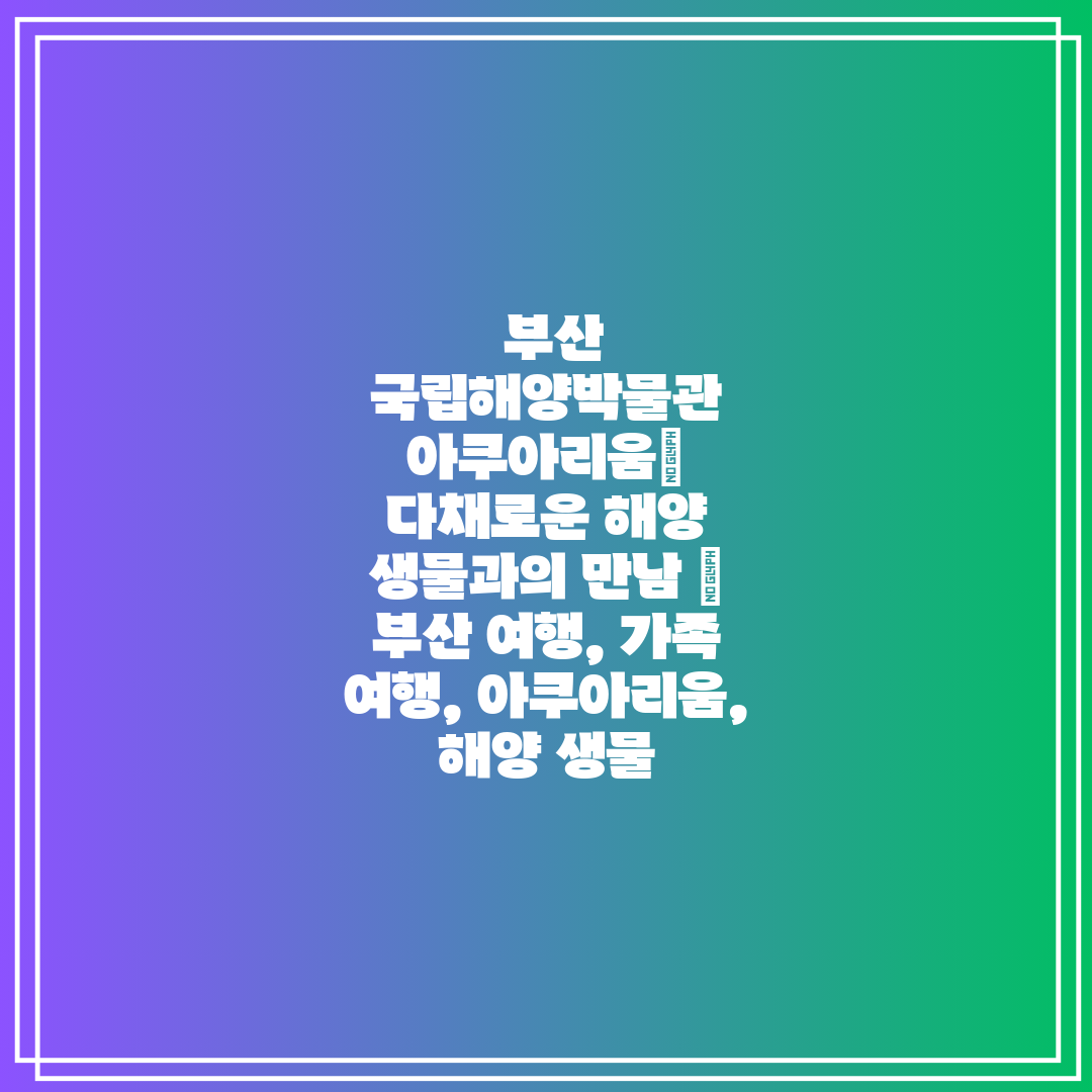  부산 국립해양박물관 아쿠아리움 다채로운 해양 생물과의