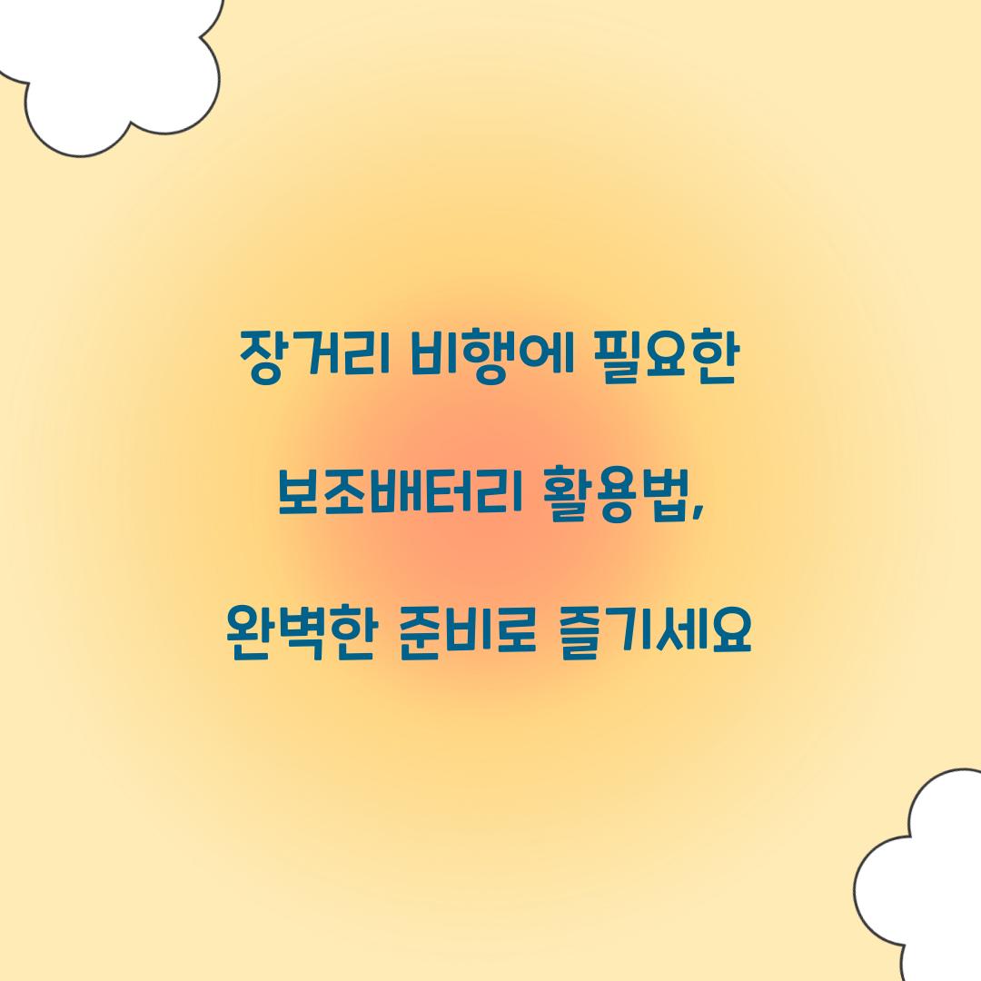 장거리 비행에 필요한 보조배터리 활용법