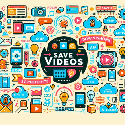 다양한 미디어 아이콘과 ‘SAVE VIDEOS’ 텍스트가 포함된 그래픽