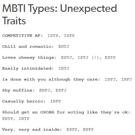  mbti 유형별 의외의 특징
