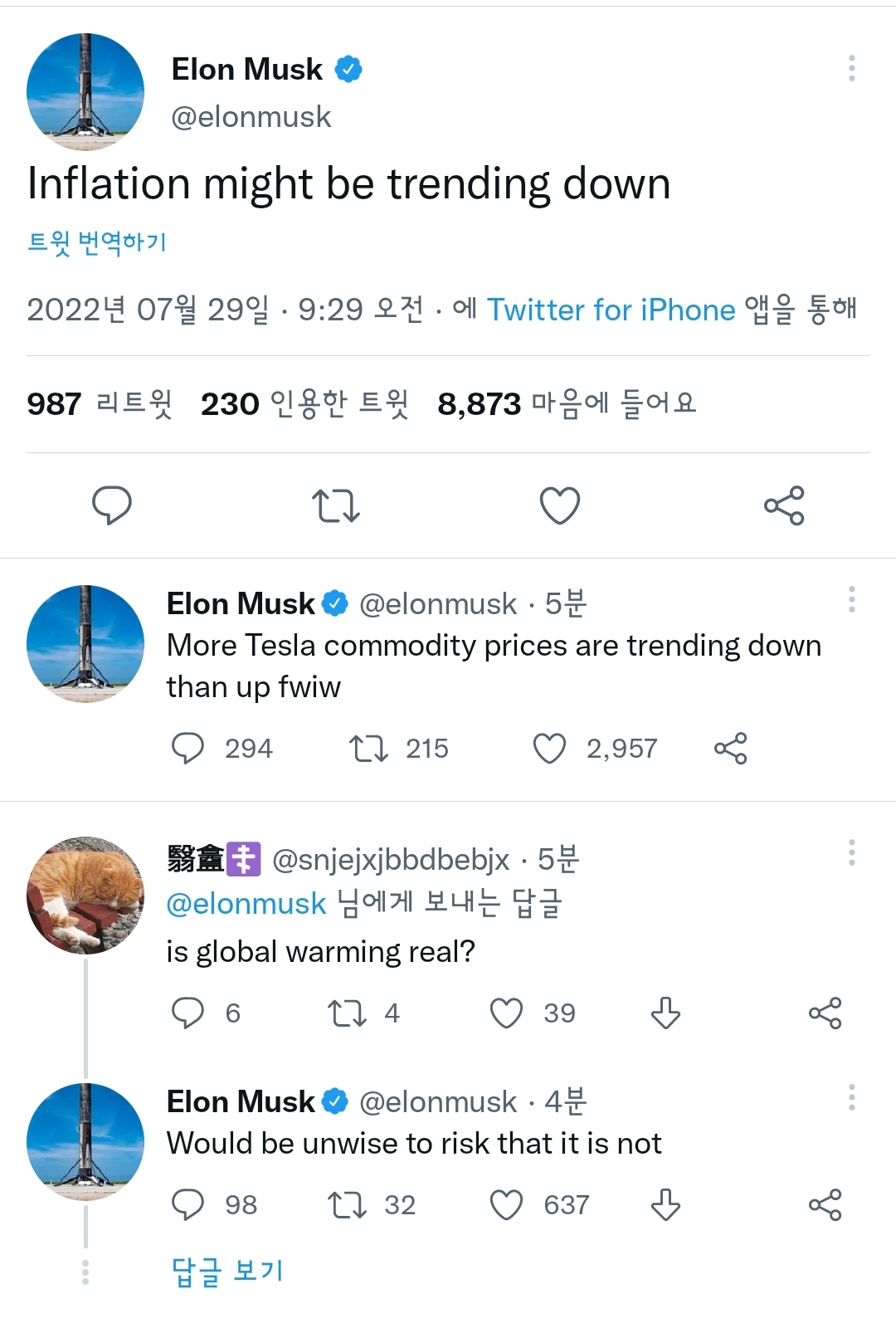  일론머스크의 인플레이션 낙관론 (Feat. Twitter)
