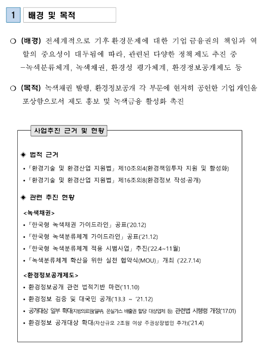  2022년 녹색금융 우수기업 시상식 공모