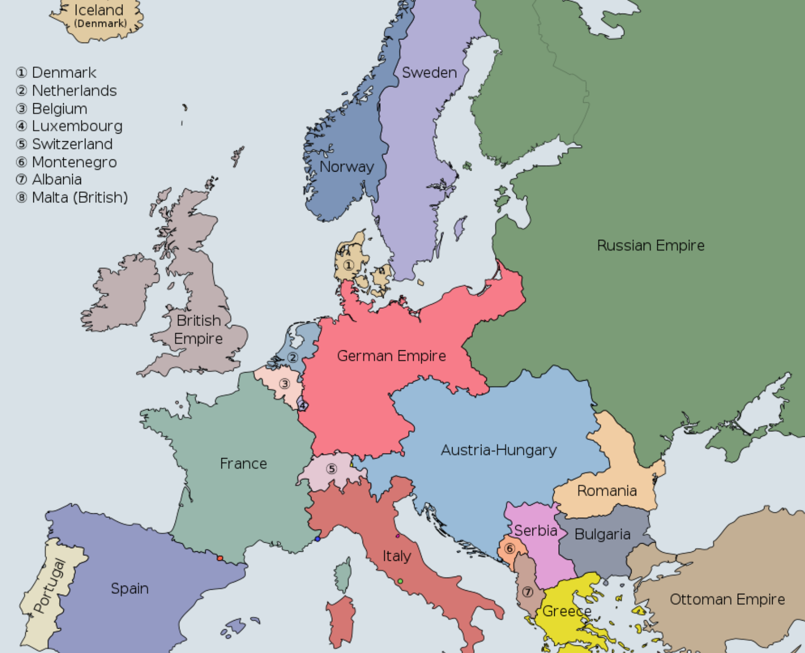 1차세계대전 전의 유럽지도 민족자결주의 베르사유조약
