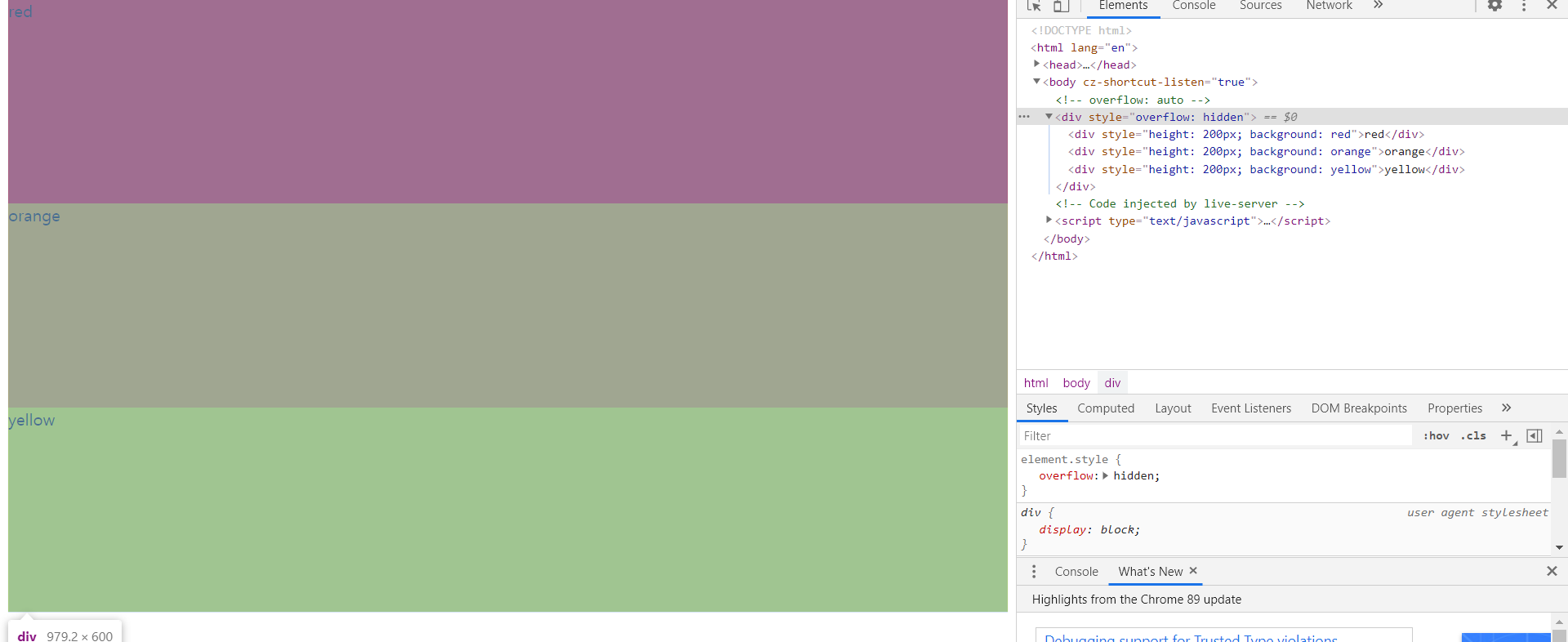 div overflow hidden div overflow hidden