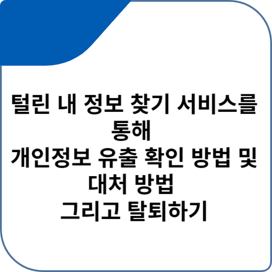 털린 내 정보 찾기 서비스를 통해 개인정보 유출 확인 방법 및 대처 방법 그리고 탈퇴하기