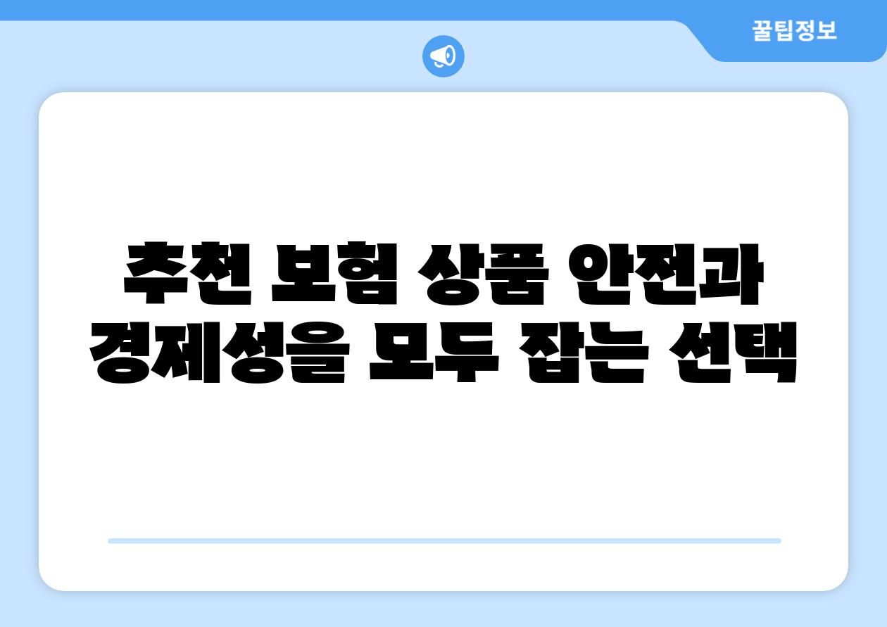 추천 보험 제품 안전과 경제성을 모두 잡는 선택