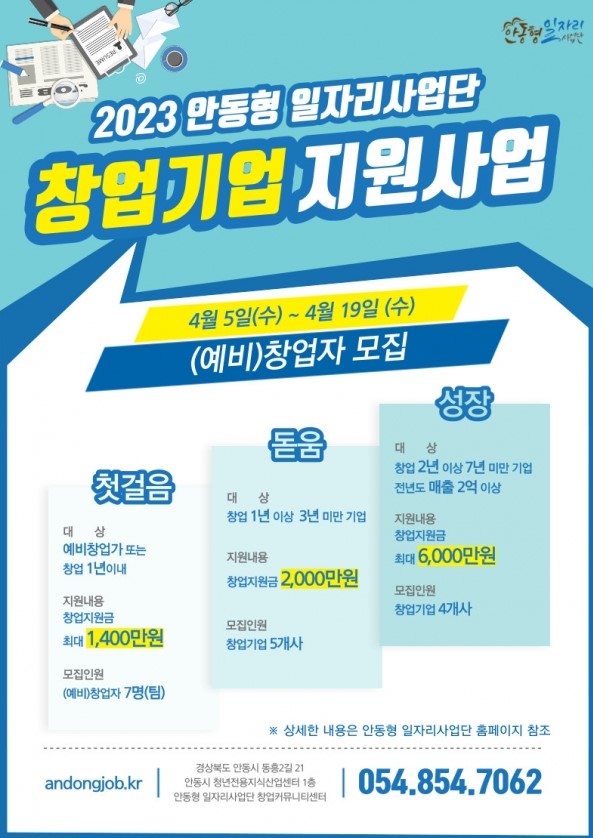  안동시, 맞춤형 "창업기업 지원사업" 참여자 모집 공고