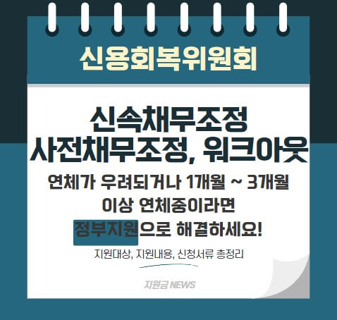 신용회복위원회 신속채무조정 사전채무조정 개인워크아웃