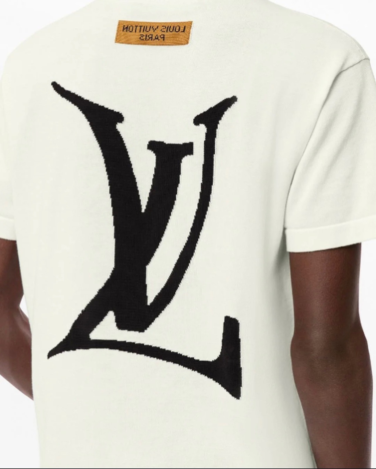  [LOUIS VUITTON] 루이비통 엔드골 로고 화이트 크루넥 반팔 니트 티셔츠