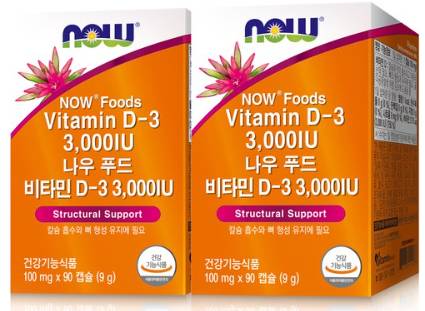 나우푸드 비타민 D-3 3000 IU&#44; 9g&#44; 2개