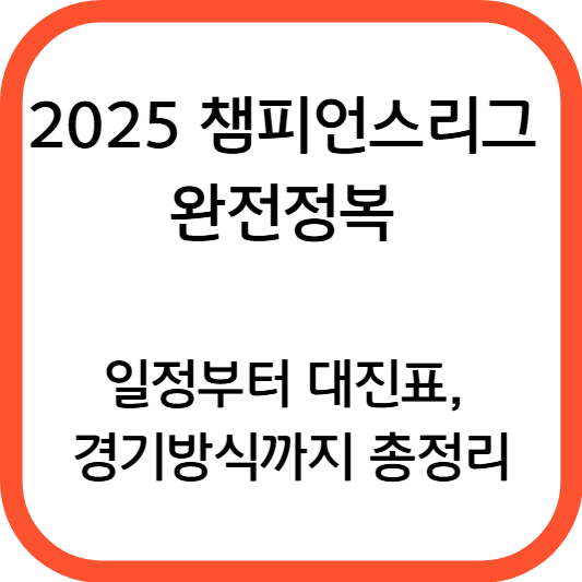 2025 챔피언스리그 완전정복 – 일정부터 대진표, 경기방식, 결승까지 총정리