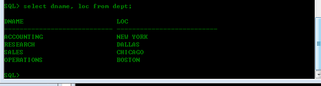 select dname&#44; loc from dept