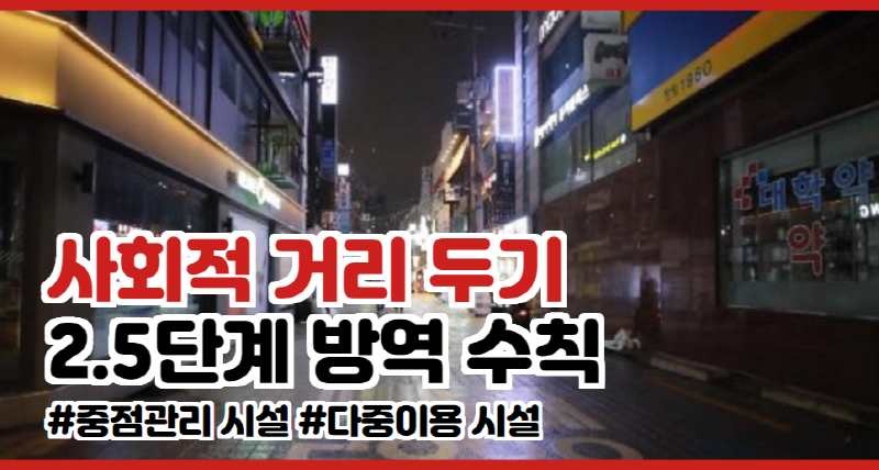  사회적 거리 두기 2.5단계 방역 수칙 중점관리 다중이용 시설