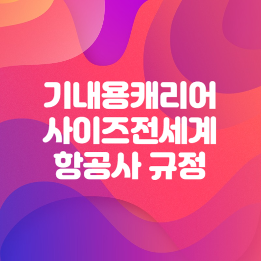 기내용 캐리어 사이즈 전세계 항공사 규정 한방정리