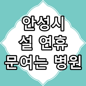 안성시 설 연휴 문 여는 병원,약국 찾아보기