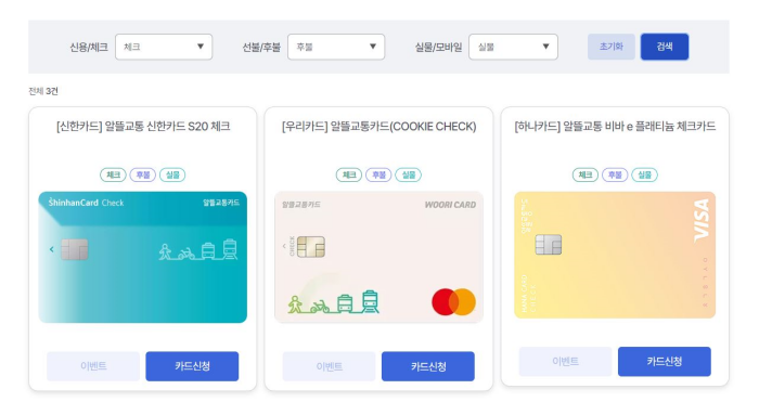 알뜰교통카드-체크카드-추천-3가지