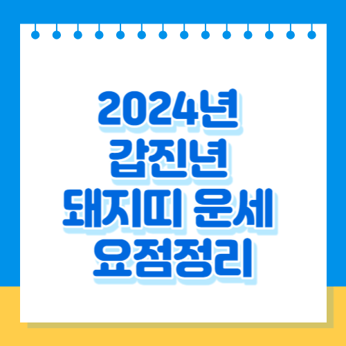 2024년 갑진년 돼지띠 운세 요점정리