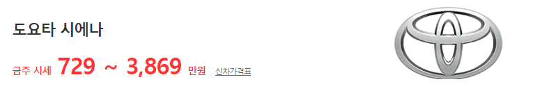 도요타 시에나 중고차 가격