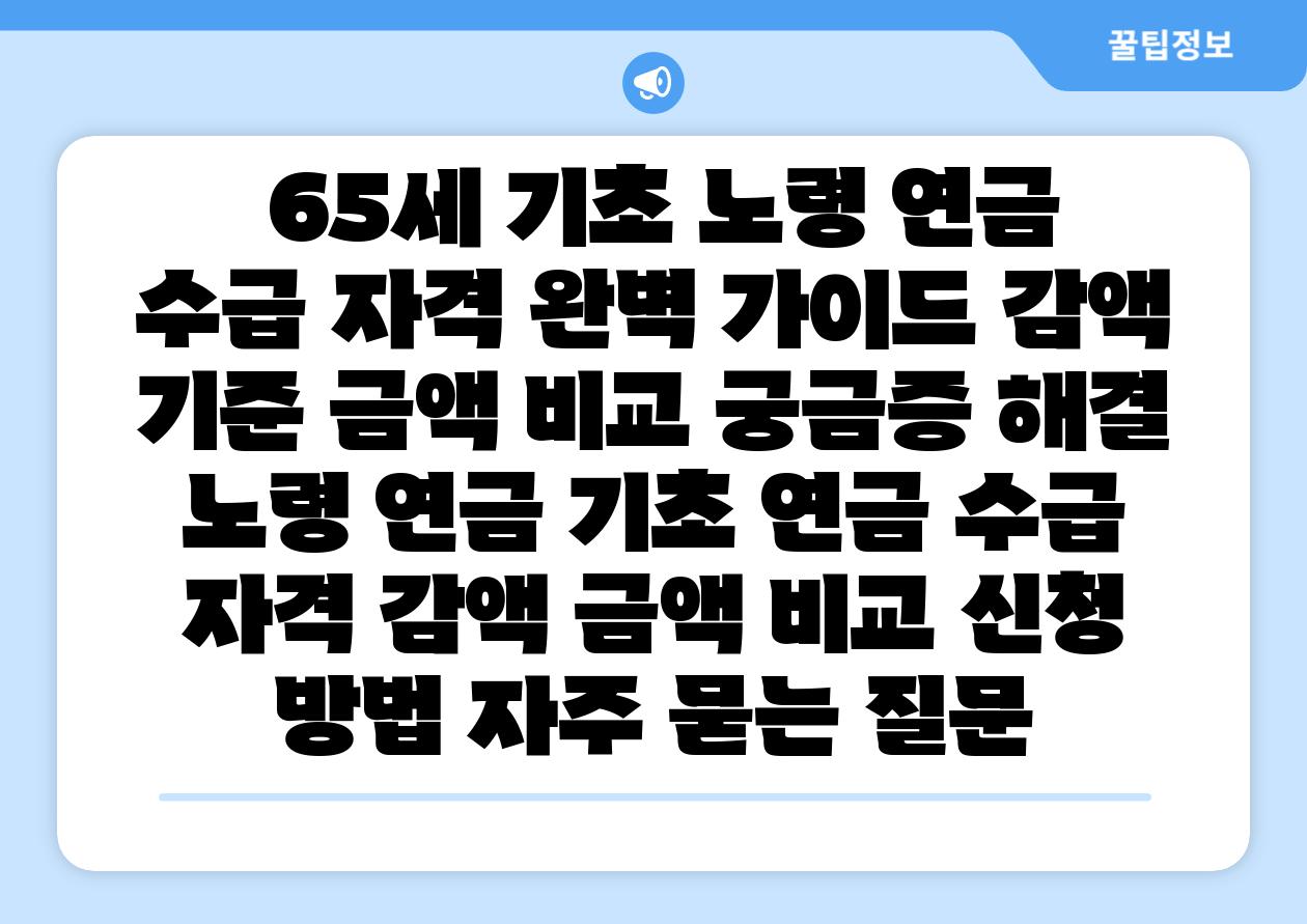  65세 기초 노령 연금 수급 자격 완벽 설명서 감액 기준 금액 비교 궁금증 해결  노령 연금 기초 연금 수급 자격 감액 금액 비교 신청 방법 자주 묻는 질문