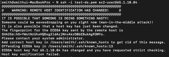 [VPC] ec2 ssh ECDSA host key 에러
